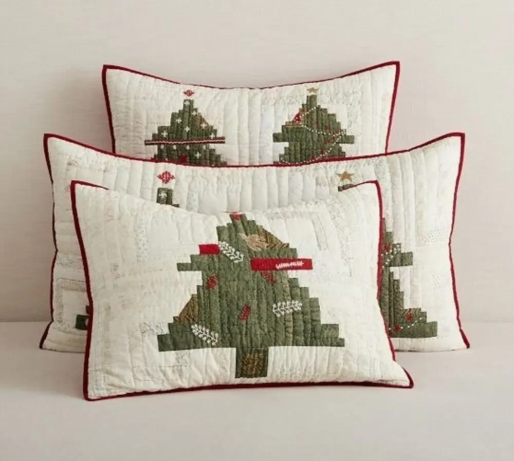 New 1 Pottery Barn Arden Tree Standard Sham Applique Quilted NWT 20”x 26”